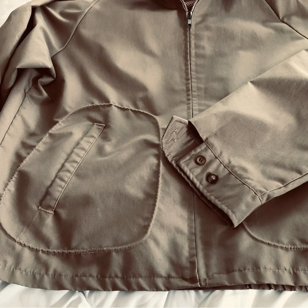 Size L Sportsmaster Vintage Harrington Style Men's Khaki Windbreaker Jacket USA